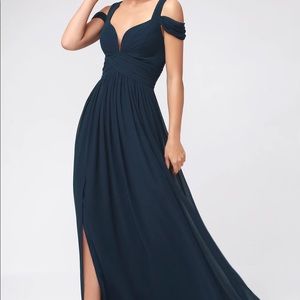 Ocean of Elegance Navy Blue Maxi Dress